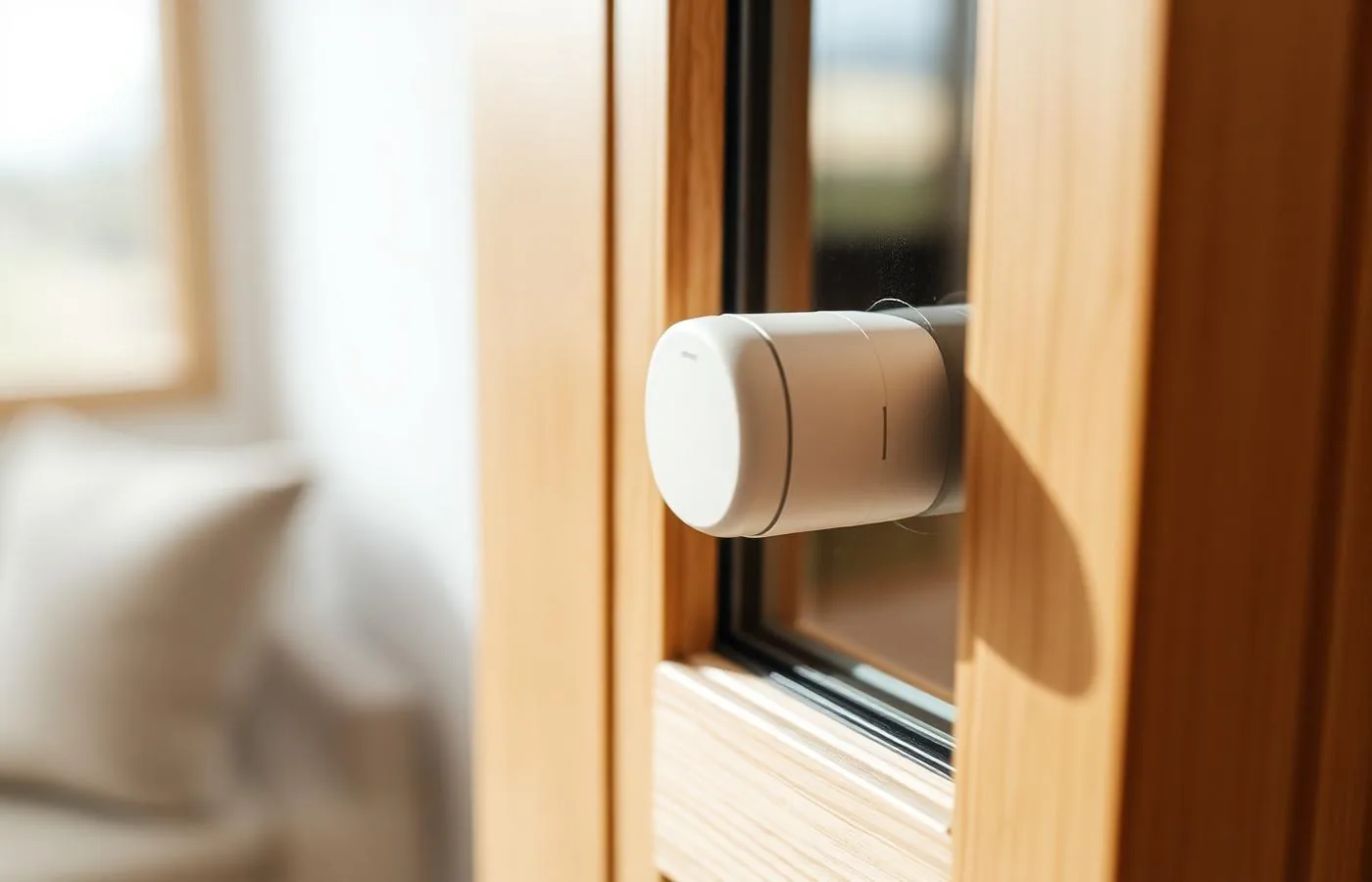 Öffnungsmelder an einem Fensterflügel als Teil der Außenhautüberwachung