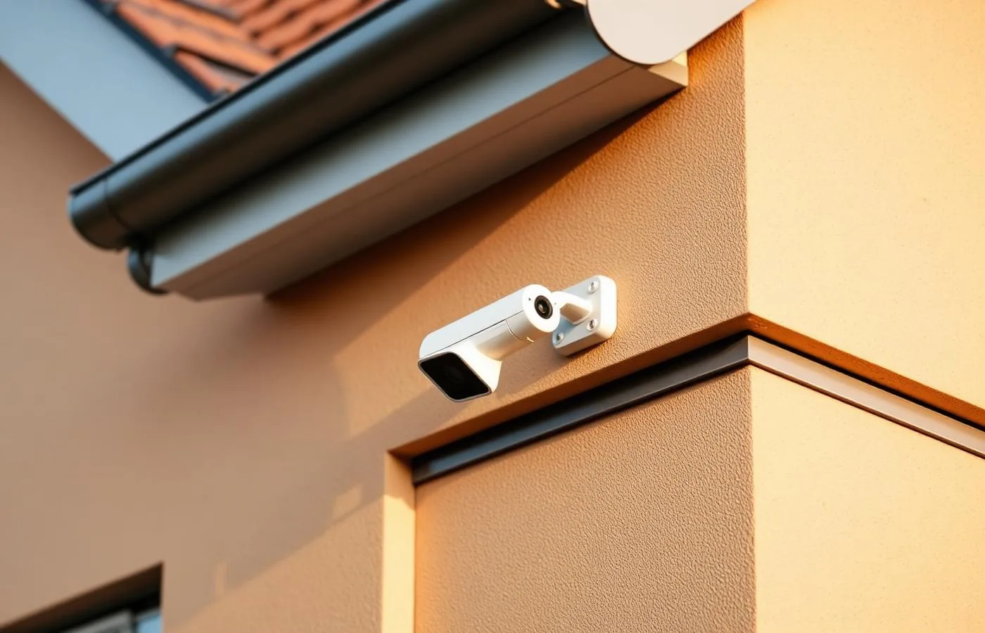 Außenkamera an einer Fassade mit definiertem Erfassungsbereich